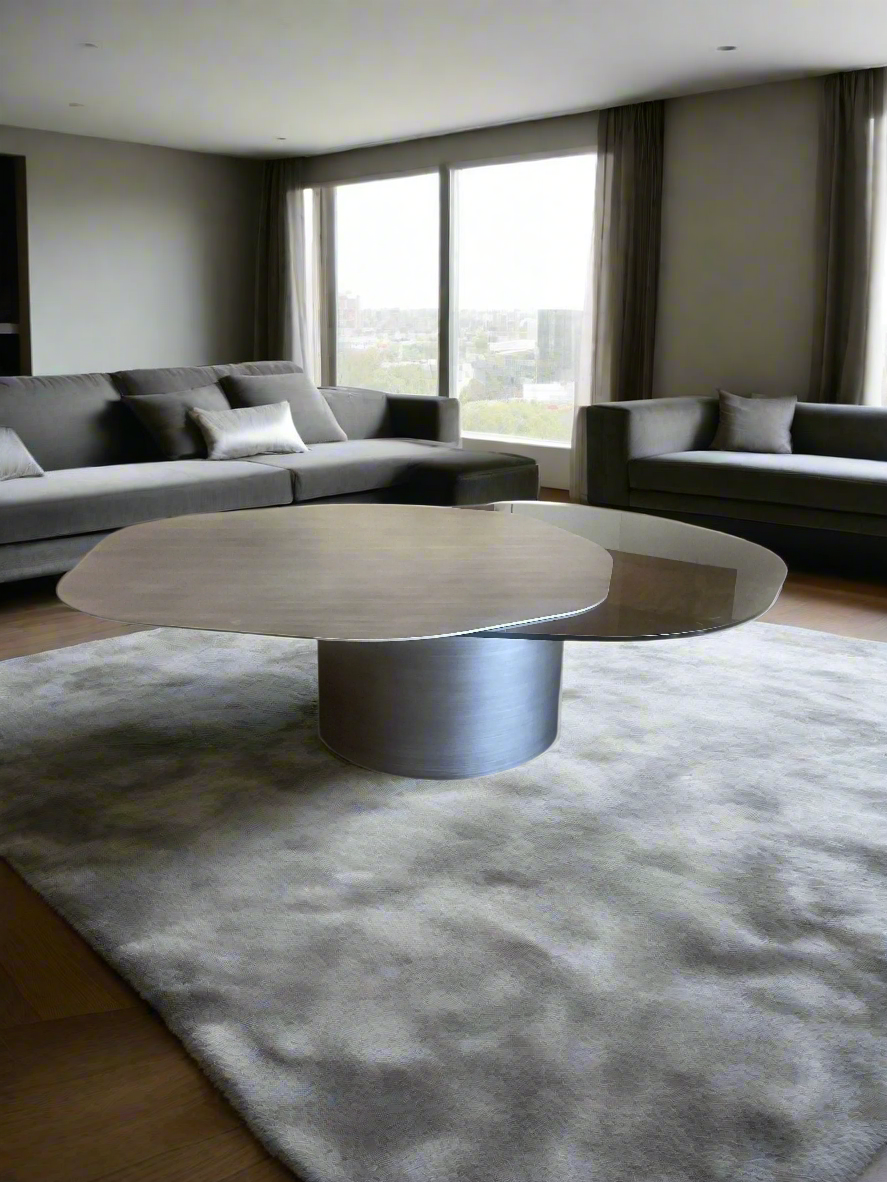 Modern Irregular Kaylee Coffee Table in Matte Silver