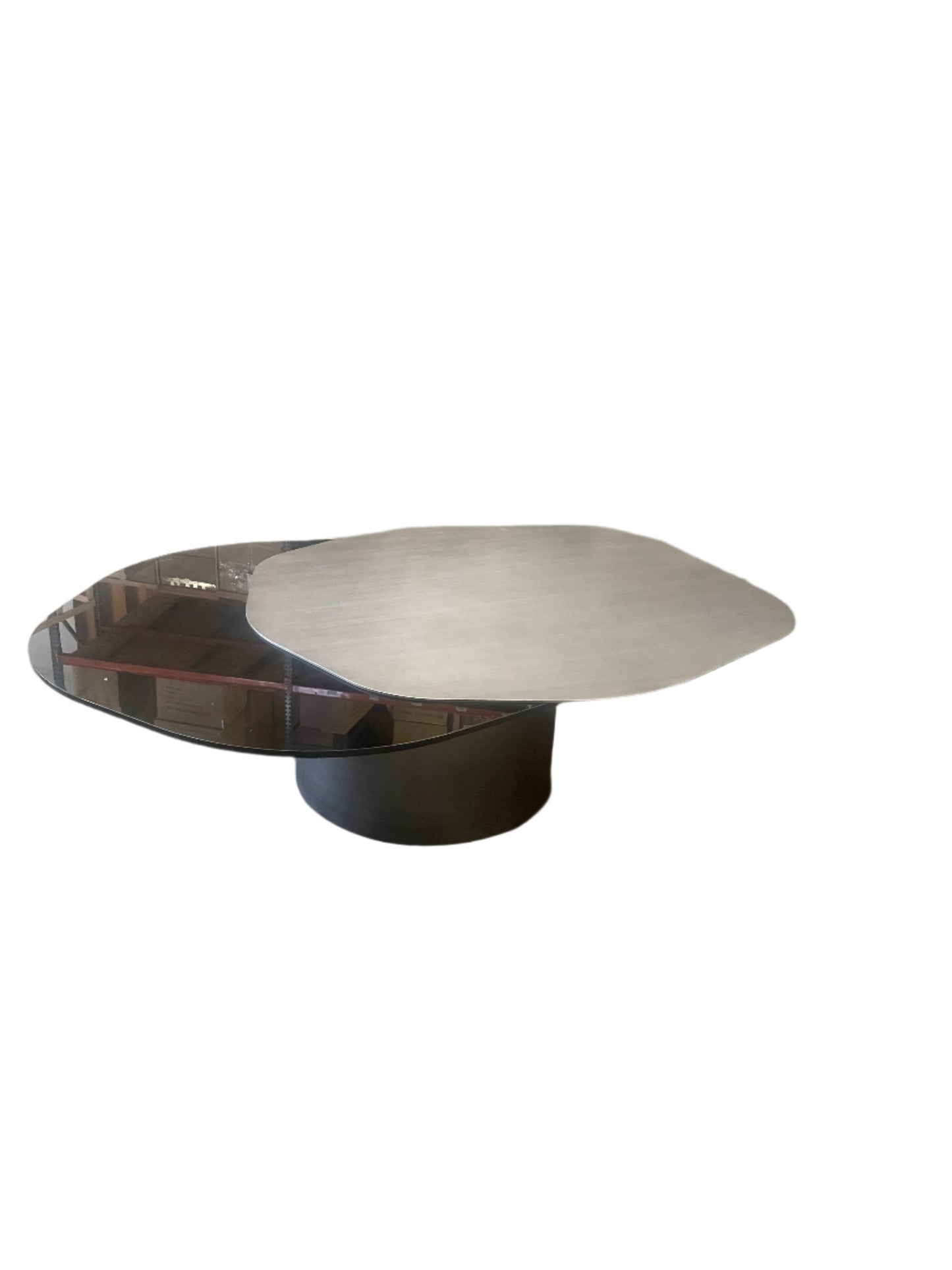 Modern Irregular Kaylee Coffee Table in Matte Silver