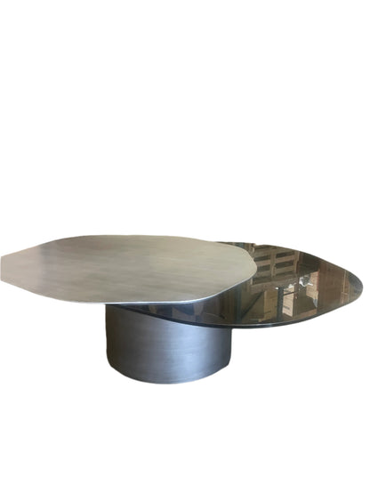 Modern Irregular Kaylee Coffee Table in Matte Silver