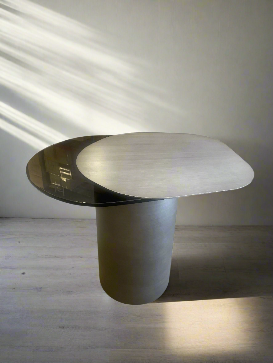 Modern Irregular Kaylee Side End Table in Matte Silver