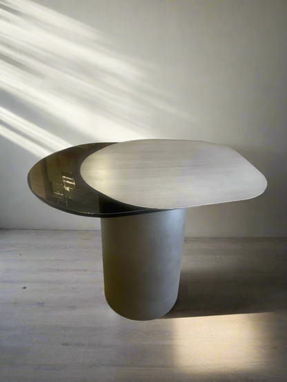 Modern Irregular Kaylee Side End Table in Matte Silver