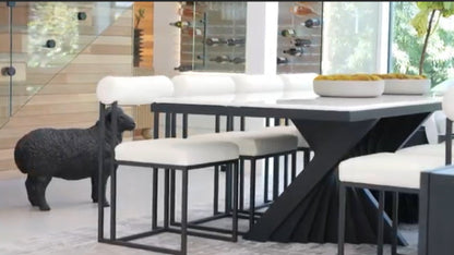 Waterfall Rectangular Marble Top 71" long Dining Table