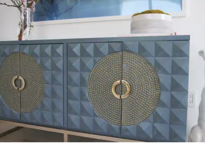 Zelda Blue Gray Studded Sideboard