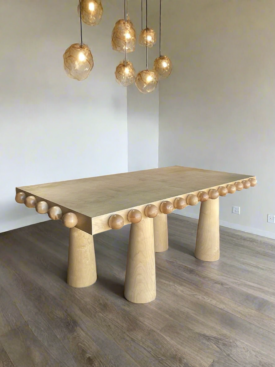 Dot Rectangular Wood Dining Table in Light Oak