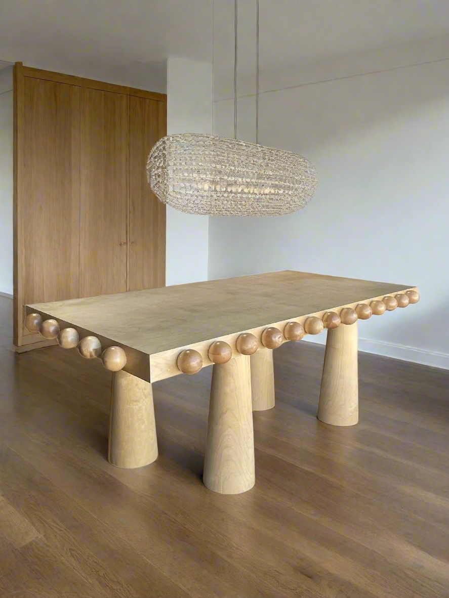 Dot Rectangular Wood Dining Table in Light Oak