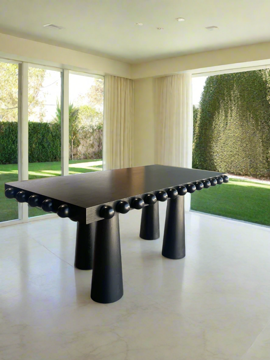 Dot Rectangular Wood Dining Table in Black