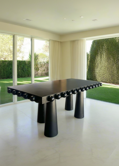 Dot Rectangular Cone Legs Contemporary Wood Dining Table in Black