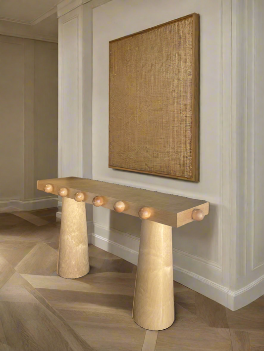 Dot Modern Console Table in Light Oak