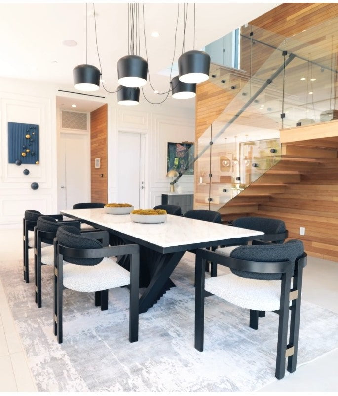 Waterfall Rectangular Marble Top 71" long Dining Table