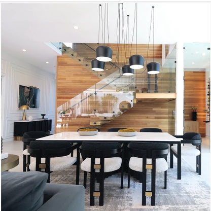 Waterfall Rectangular Marble Top 71" long Dining Table