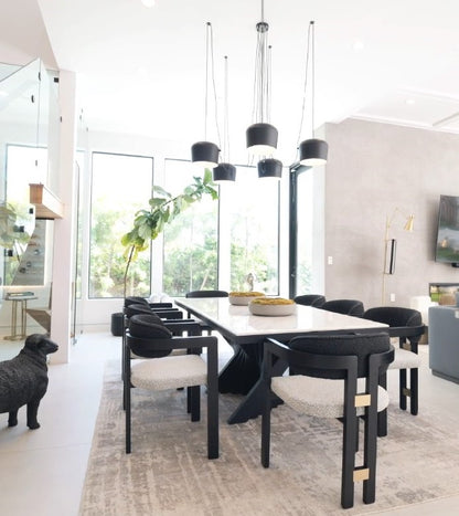 Waterfall Rectangular Marble Top 71" long Dining Table