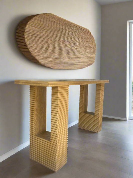 Click Wood Fluted Console Table