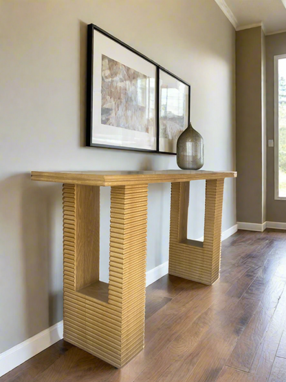 Click Wood Fluted Console Table