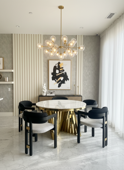 Conan Round Gold Dining Table Set for 6