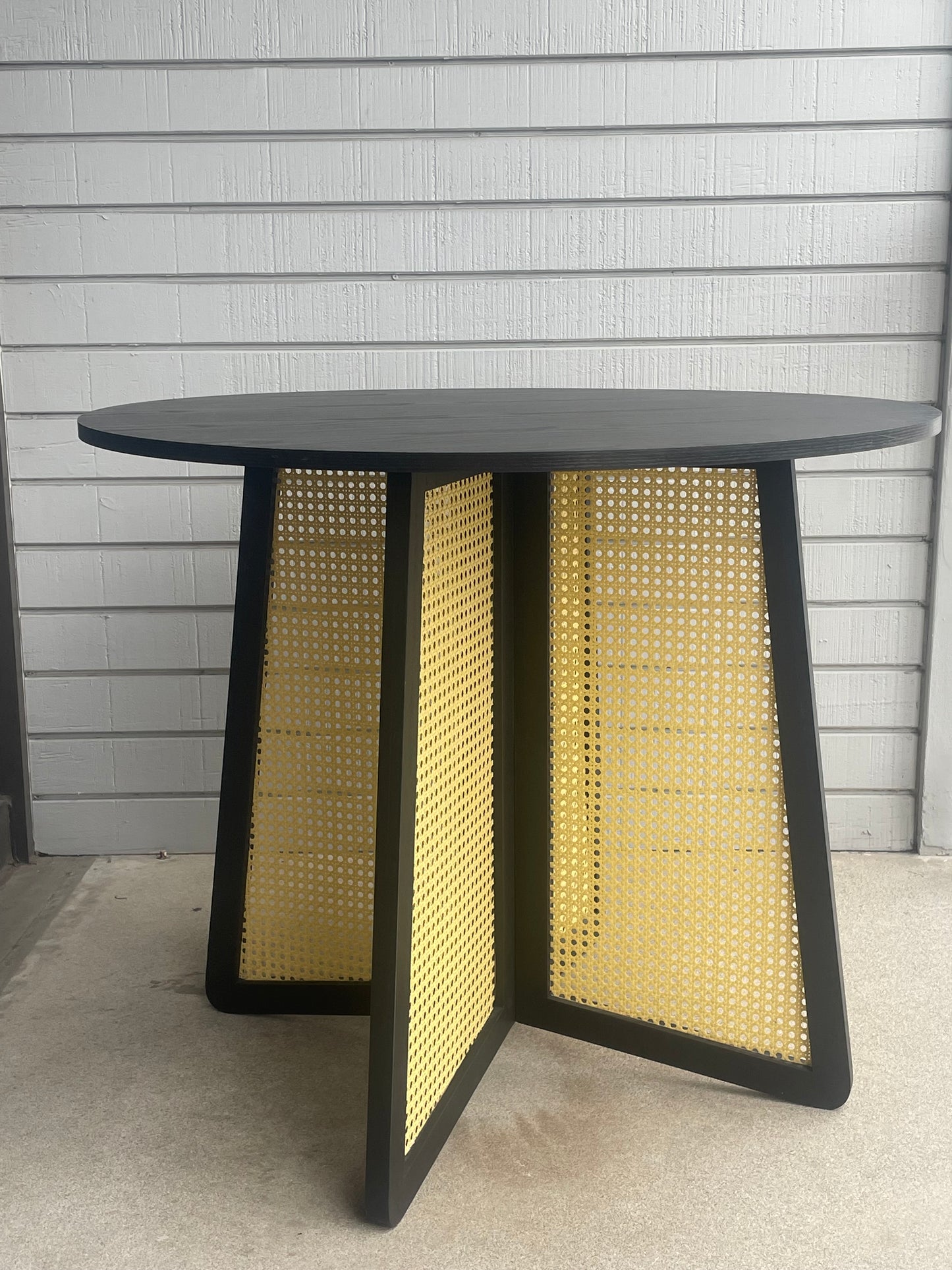 Shia Wood Dining Table with Cane Base