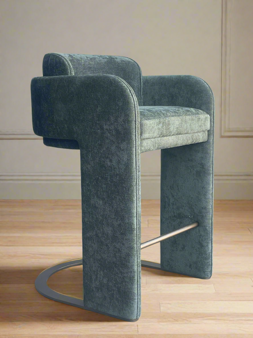 green velvet kitchen stool