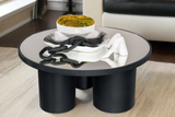 mirrored top modern black round coffee table