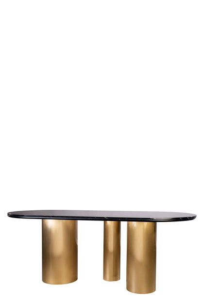 Balmain Black Marble Top Oval Dining Table Set for 6 in Black and White-PRE-ORDER