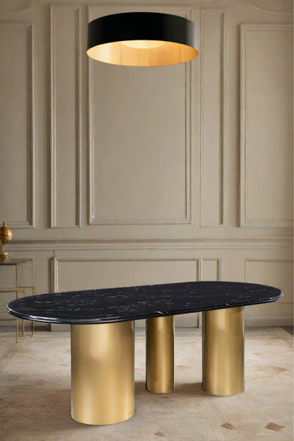 Balmain Black Marble Top Oval Desk