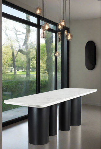 marble top black dining table for 8 