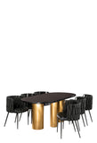 Balmain Black Marble Top Oval Dining Table Set for 6 in Black