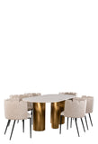 Balmain Stone Top Oval Dining Table  with 6 Off White Chairs