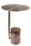 Emmy Marble Base Side Table-Brown and Gold
