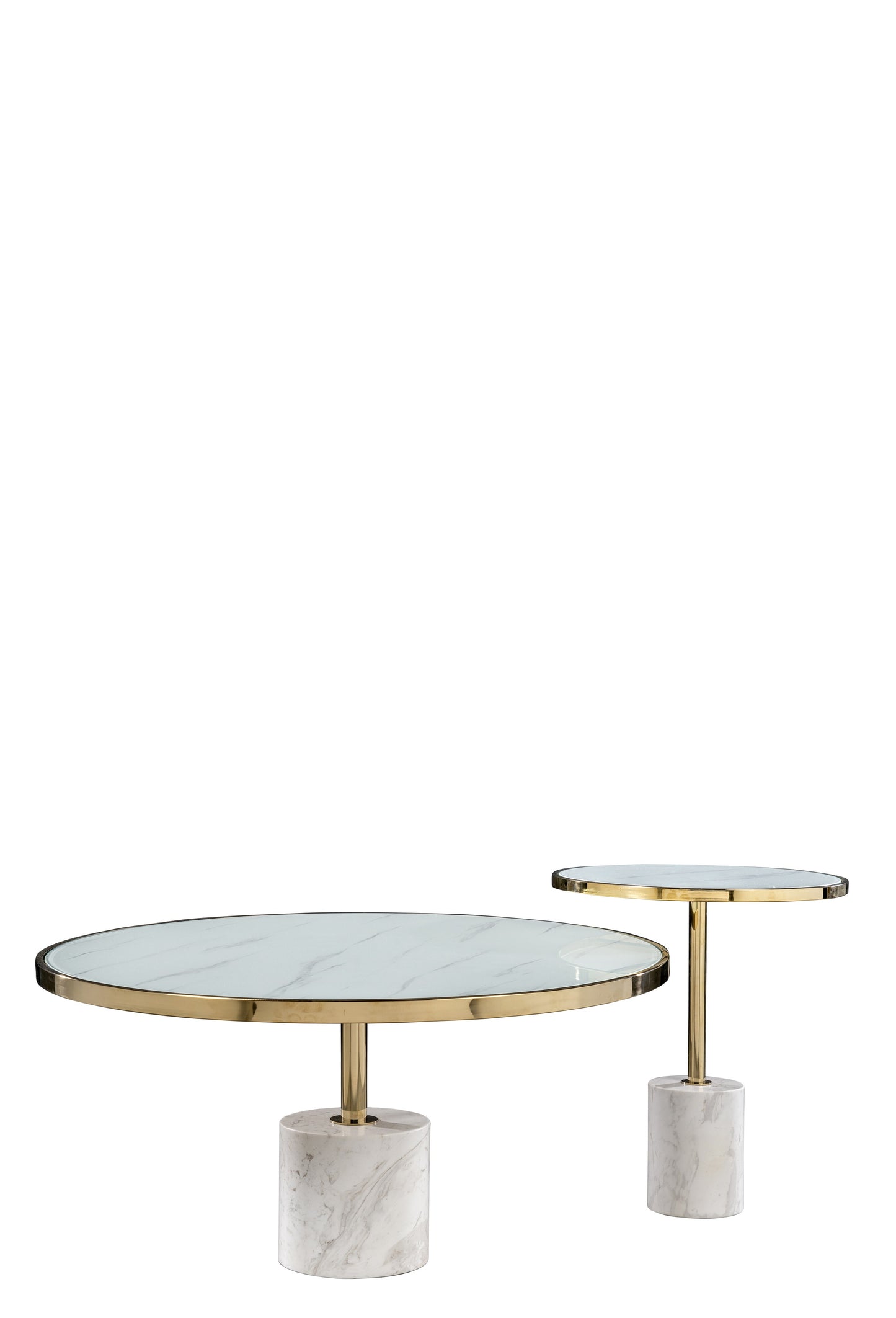 Kaia Marble Base Side Table-White and Gold