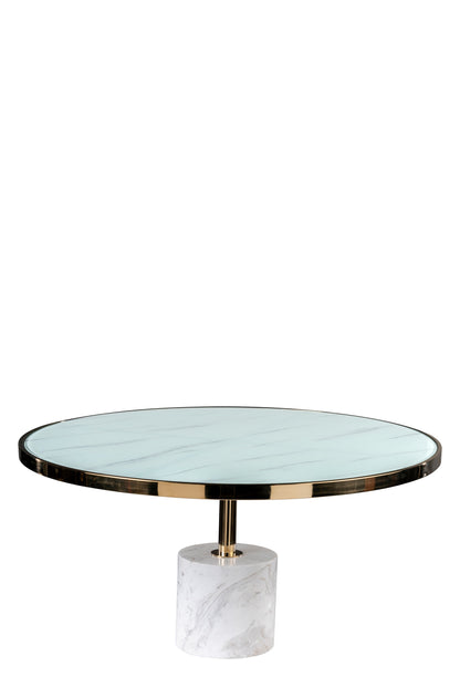 Kaia Set of 3 Marble Base Coffee Table Set-White and Gold