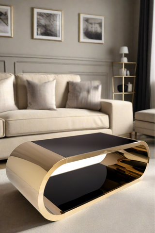 architectural modern gold coffee table