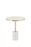 M07W-Kaia Marble Base Side Table-White and Gold