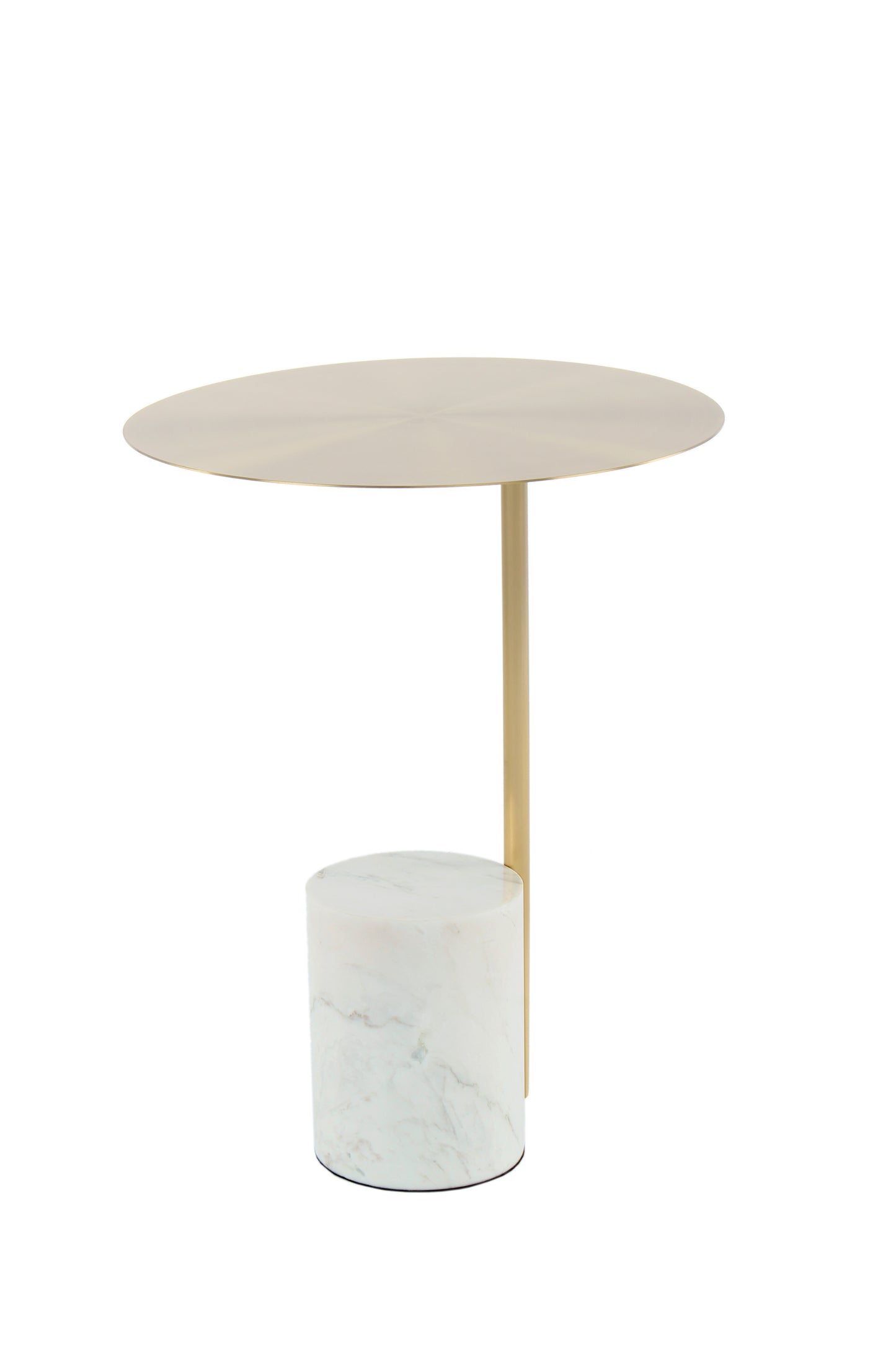 Emmy Marble Base Side Table-White and Gold