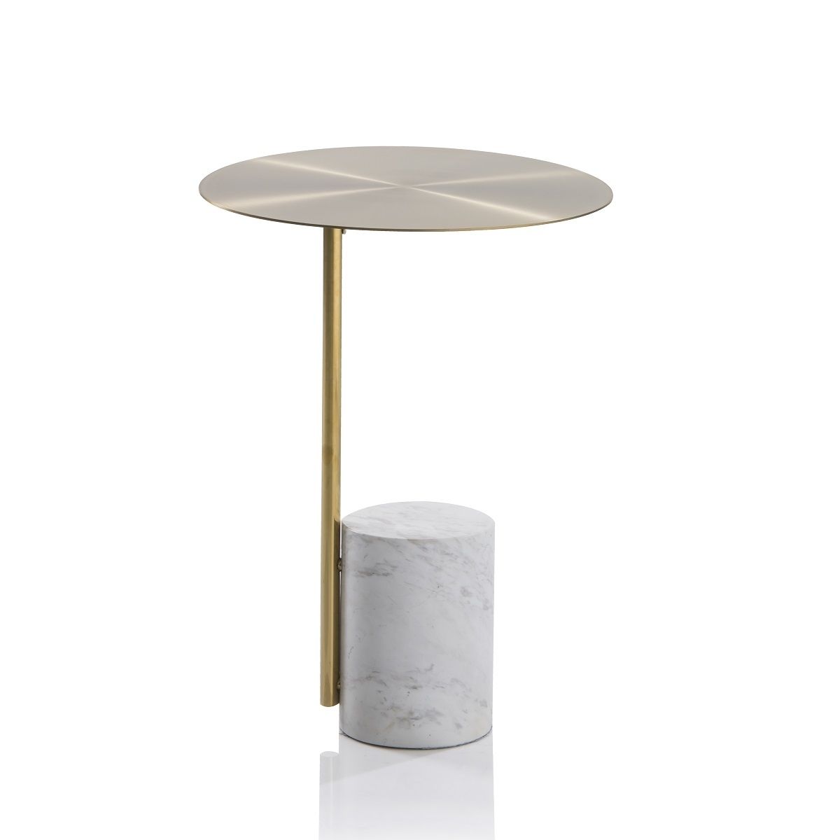 Emmy Marble Base Side Table-White and Gold