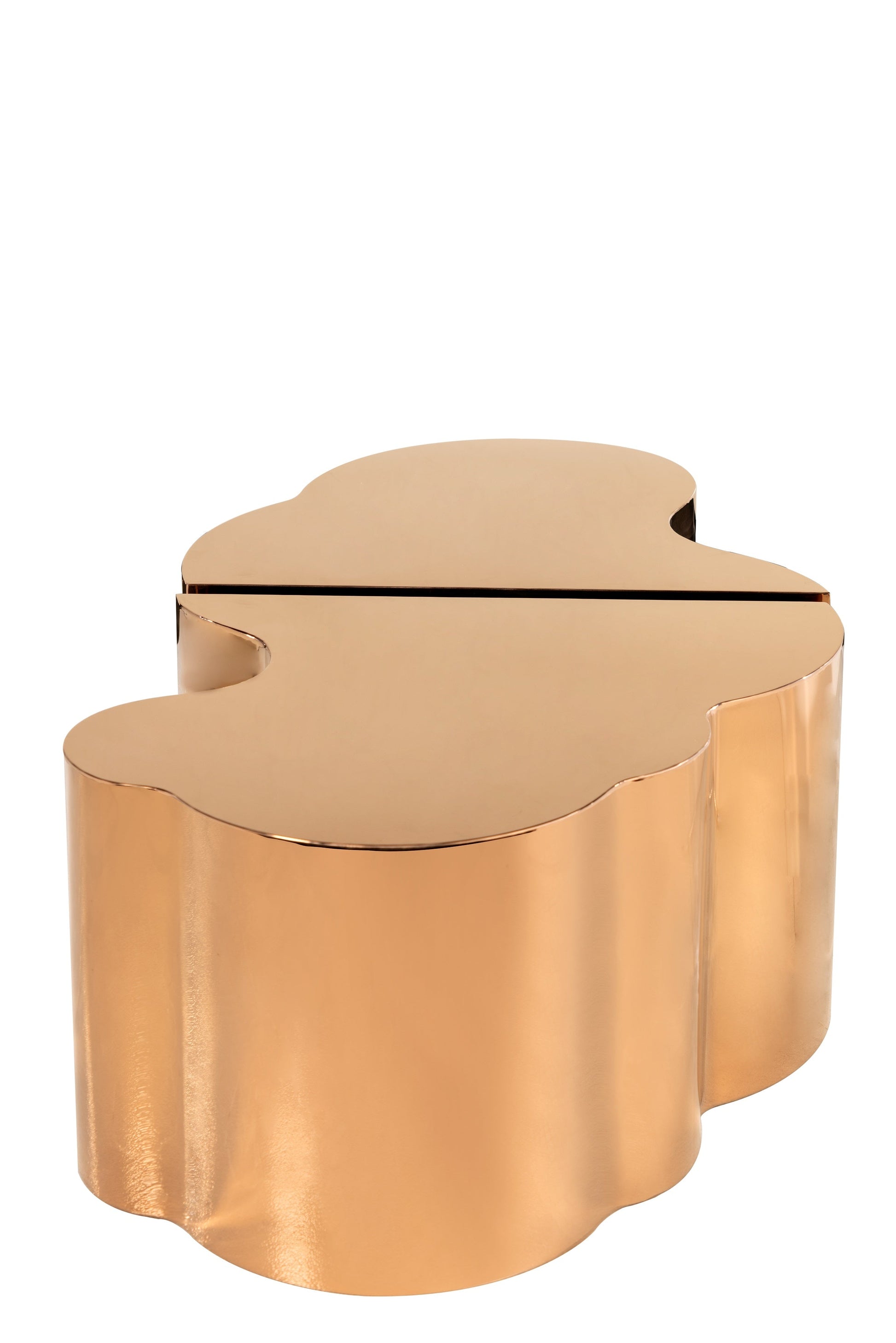 free form living room table in rose gold