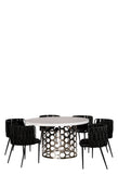 Laguna Dining Set for 6 with Black Chairs