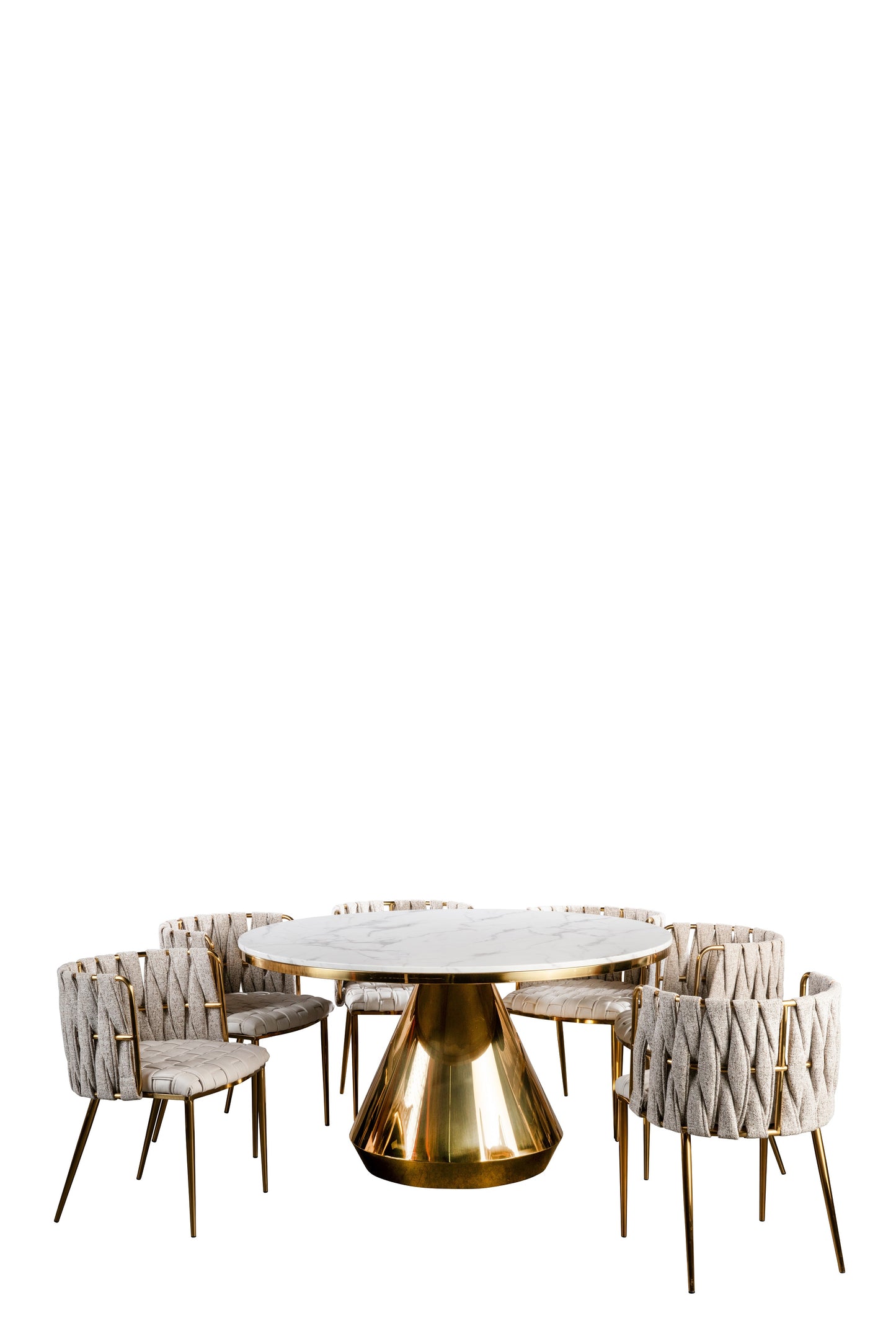 Gigi Marble Top Dining Table Set with for 6 chairs