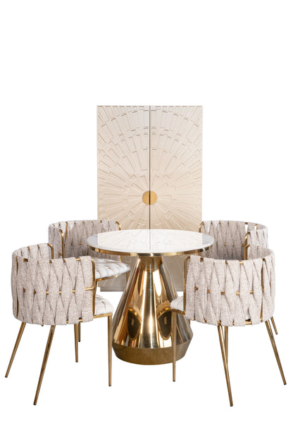 Gigi Marble Top Bistro Dining Table Set for 4  in White