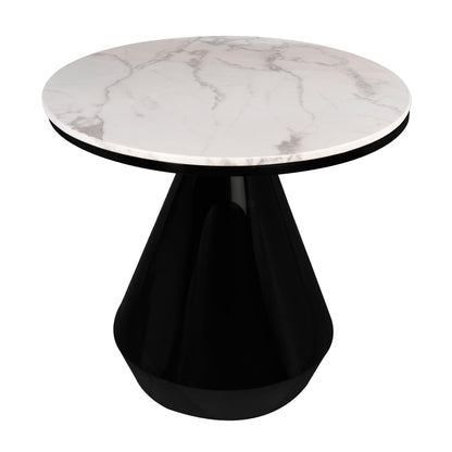 Tara Marble Top Bistro Dining Table Set for 4  in Black and White