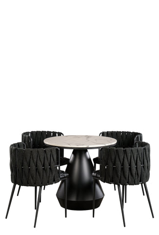 Gigi Marble Top Bistro Dining Table Set for 4  in Black