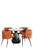 Gigi Marble Top Bistro Dining Table Set for 4  in Orange