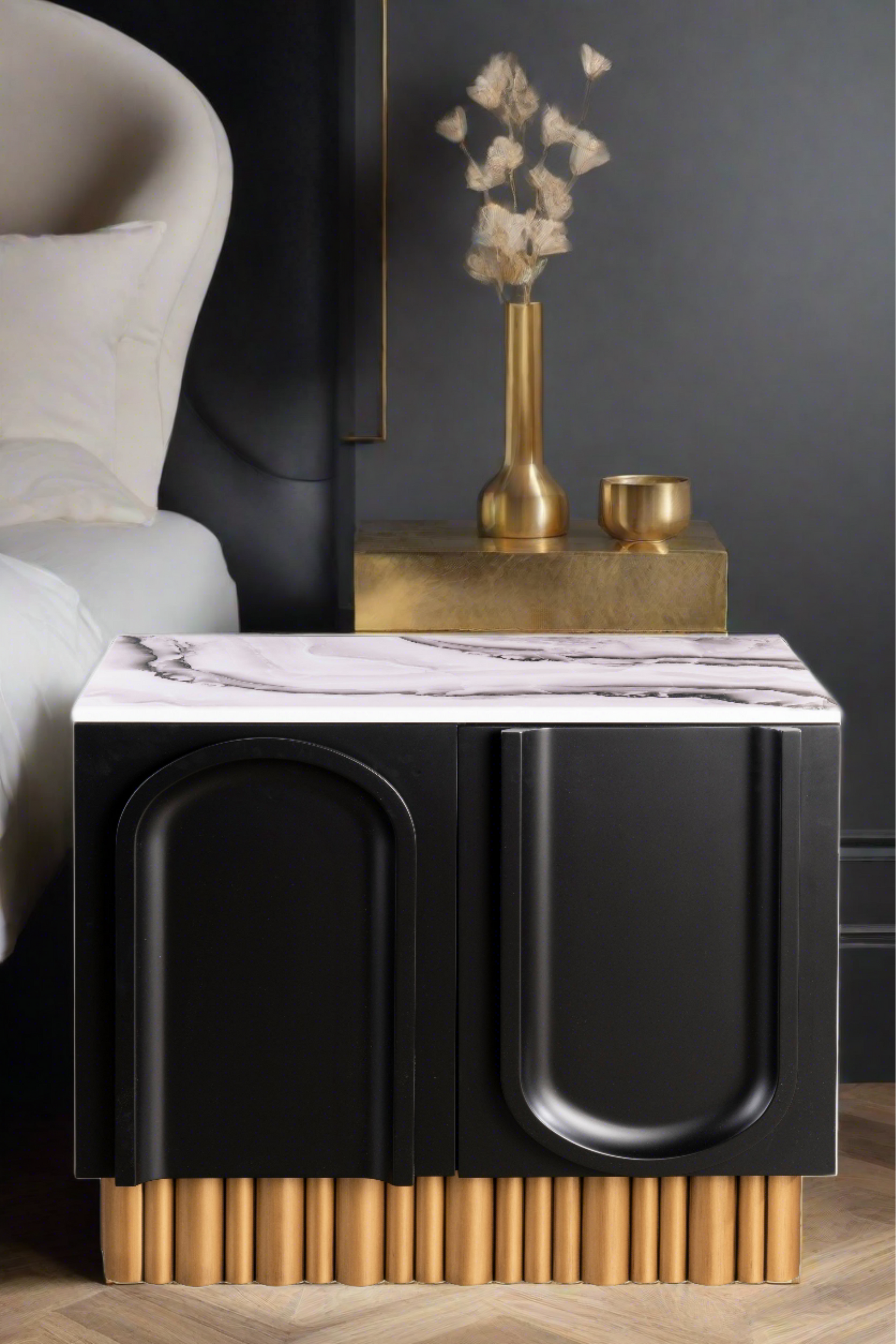 Black and gold cabinet
