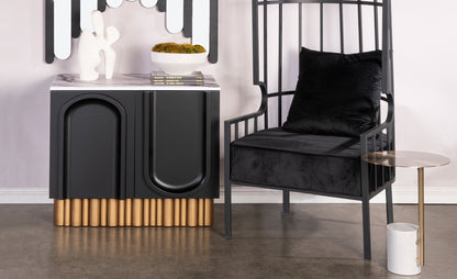 black cabinet with design