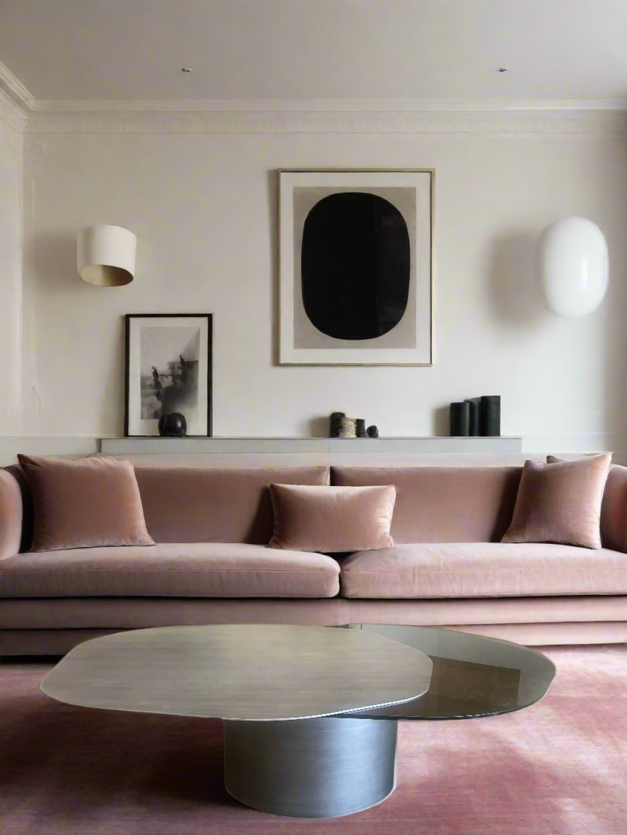 Modern Irregular Kaylee Coffee Table in Matte Silver