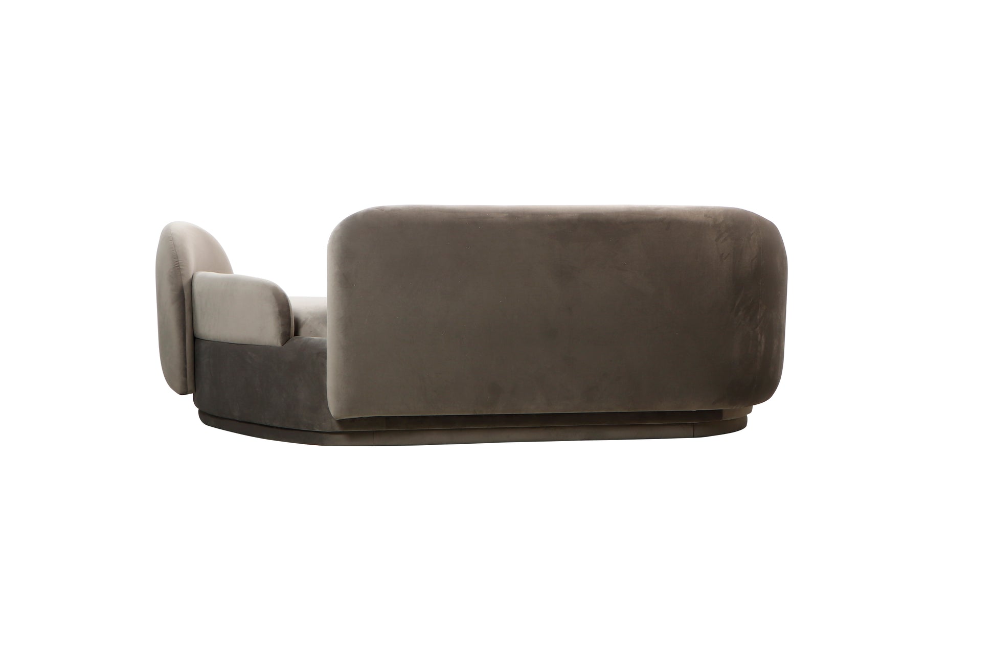 gray velvet curved sofa