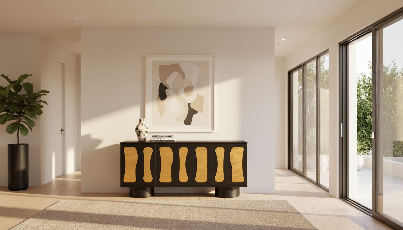 contemporary black credenza for entry way