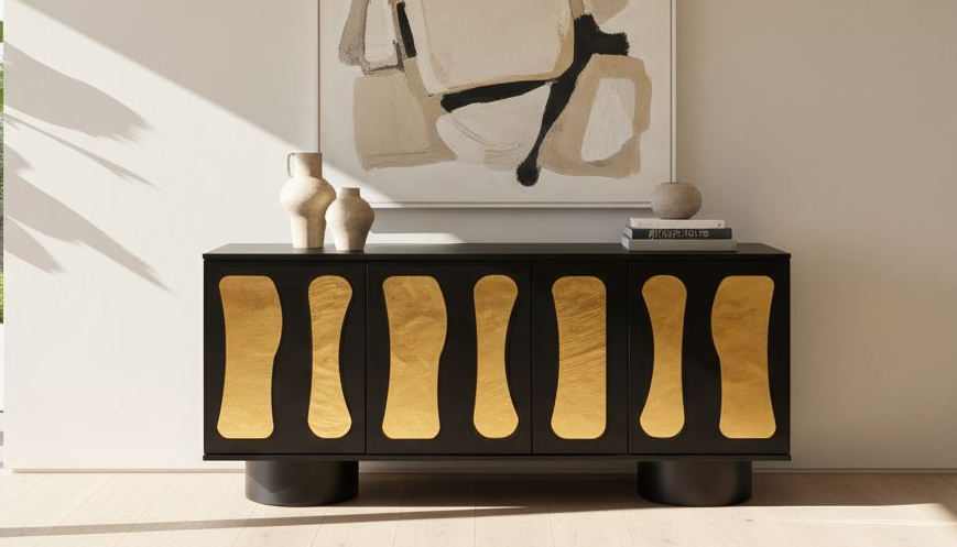 black and gold modern sideboard