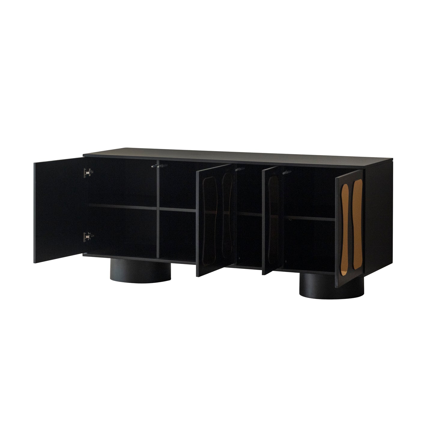 Black modern cabinet with coloumn legs