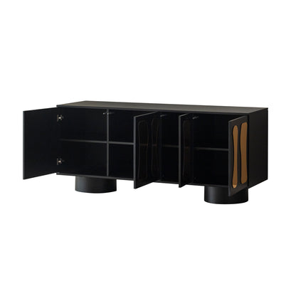 Black modern cabinet with coloumn legs