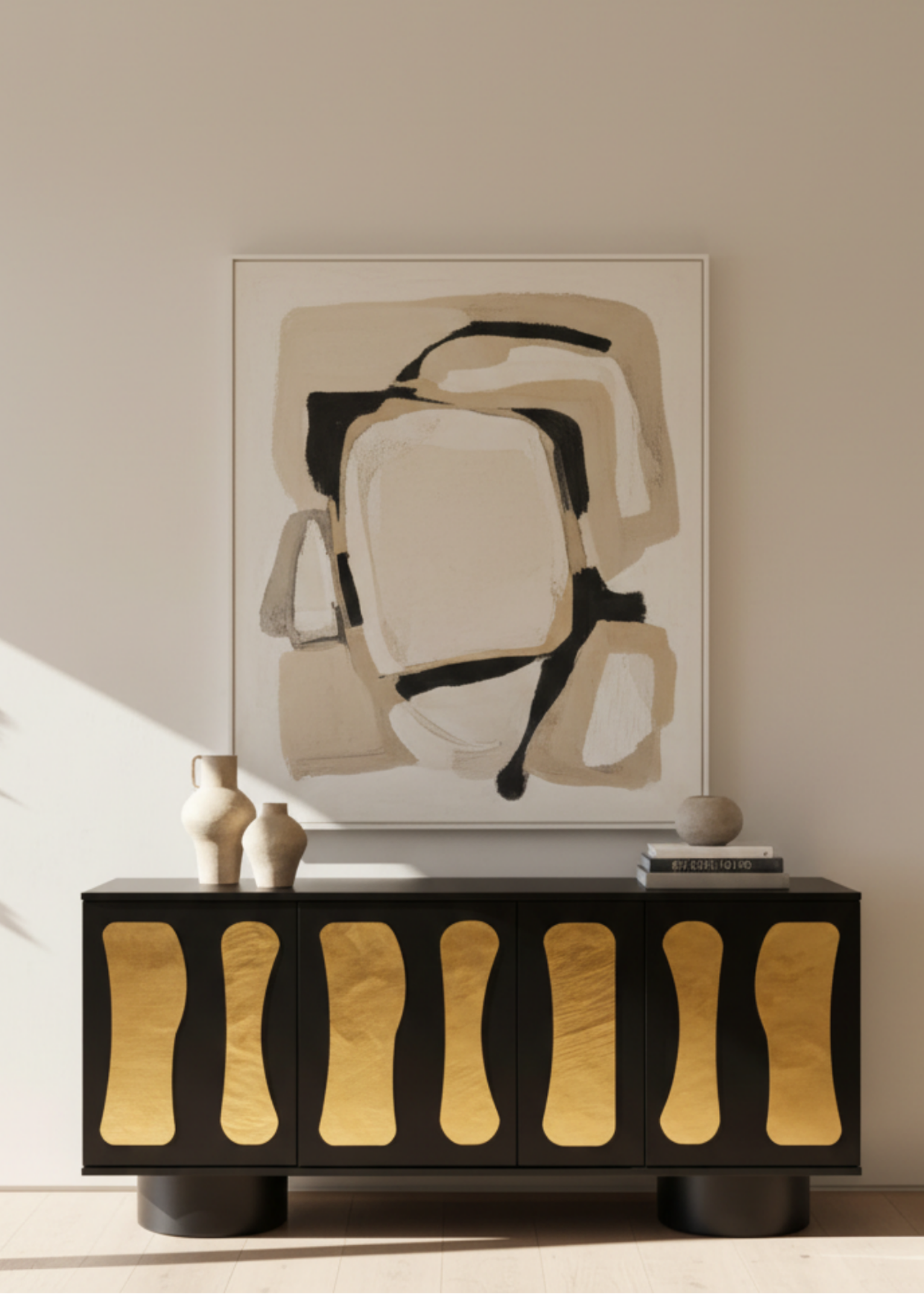 modern black entry cabinet