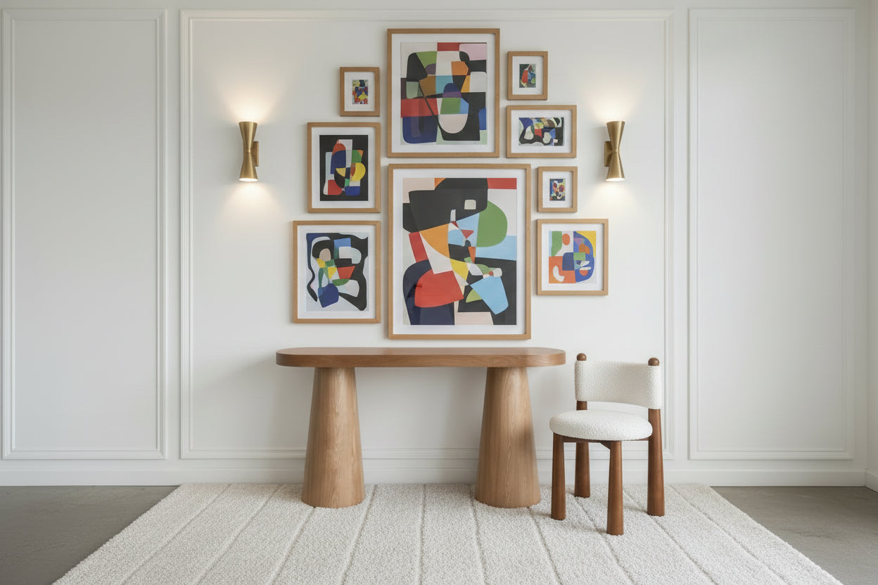 Cone Legs Oval Modern Console Table in Honey Oak